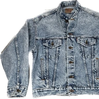 vintage levis jacket men medium 1980s denim coat 70507 - Image 1 of 4