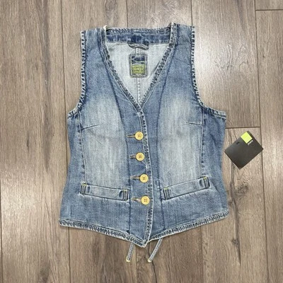 Vintage Le Jean Marithe Francois Girbaud Y2K Cropped Denim Jean Vest Women’s S - image 1 of 4