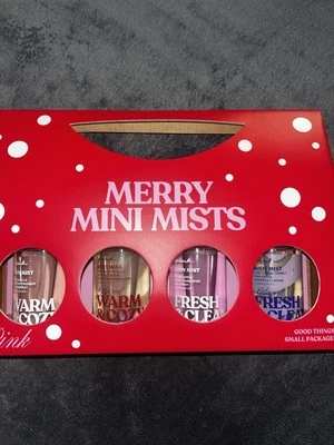 ¡Nuevo! Victoria's Secret ROSA Feliz Mini Nieblas Juego de Regalo 4 Piezas Foto 1 de 4