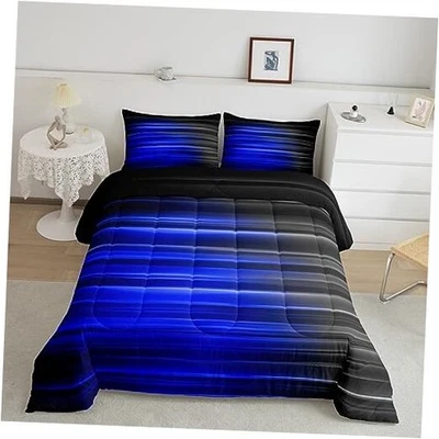 Juego de Cama Abstracto Ombre Tamaño, Juego de Edredón Azul y Gris Completo Multi 2v04 Foto 1 de 4