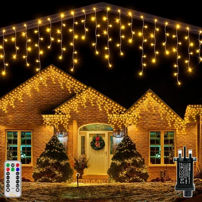Icicle Outdoor Christmas Lights, 400 LED 10M Waterproof Hanging Fairy Light, Plu - Image 1 of 4