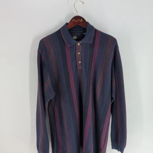 Vintage Dockers Long Sleeve Striped Classic Pullover Polo Shirt Multicolor Sz M - Picture 1 of 11