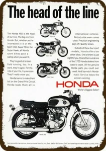 1966 HONDA 450 & SUPER HAWK & 90 & 160 Motorcycle DECORATIVE REPLICA METAL SIGN - Picture 1 of 1