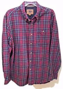 Mens Boston Traders Button Down XL Red/Navy L/S Flannel Shirt - Picture 1 of 11