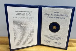1982 Gold British Virgin Islands Red Tail Hawk $25 Coin - Folder w/COA - Picture 1 of 9