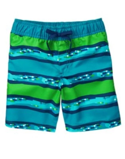 GYMBOREE SWIM SHOP BLUE N GREEN STRIPE SWIM TRUNKS 4 5 6 7 8 10 NWT - Image 1 of 1