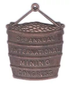 CONGRESO INTERNACIONAL DE MINERÍA 3ª ANN 1921 PORTLAND O RECUERDO MINERAL PIN CUBO - Imagen 1 de 2