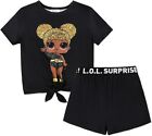 L.O.L. Surprise! Girls Clothes Set Doll Print Tie Knot Tee Top And Shorts - 4-5Y