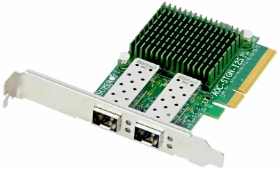 SUPERMICRO AOC-STGN-I2S V2.10 (INTEL X520-DA2) w/BOTH BRACKETS + 2 TRANSCIEVERS - Image 1 of 3