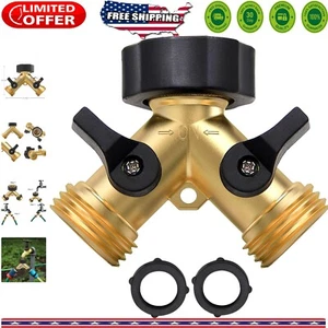 Universal 2-Way Hose Splitter with Precision Control - Brass Faucet Adapter - Picture 1 of 10