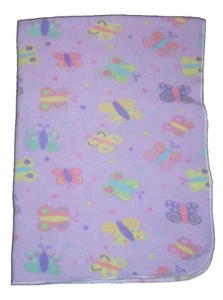 VTG Koala Baby 2002 Purple Pink Fleece Butterfly Blanket Stitched Edge 34x47" - Picture 1 of 4