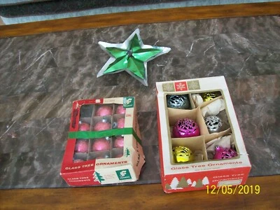 Franke & Alemanha Ocidental Vintage Natal 17 enfeites e 1 estrela enfeite de árvore - Imagem 1 de 4