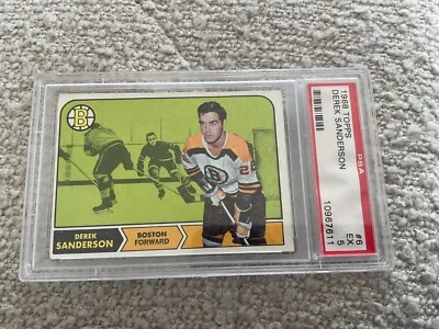 1968 Topps Derek Sanderson #6 PSA 5 EXcellent - Image 1 of 2