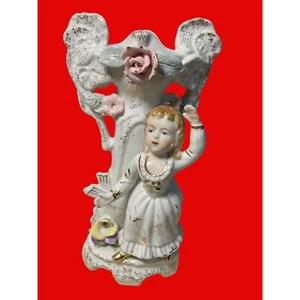 Victorian Girl Vase Flower Planter Vintage Ceramic - Picture 1 of 12
