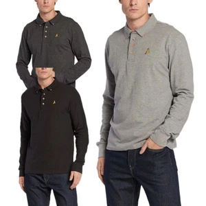 BRAVE SOUL Mens Polo T Shirts Collared Slim Fit Long Sleeve Cotton Golf Tee NEW - Picture 1 of 19