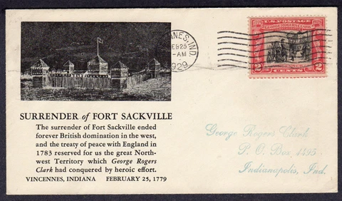 1929 Clark At Vincennes (651) - Shockley Vincennes IN  FDC OP330 Cover