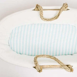 Mint Stripe Bassinet Sheet - 100% Cotton Baby Bedding Sheet Boy/Girl Nursery - Picture 1 of 3