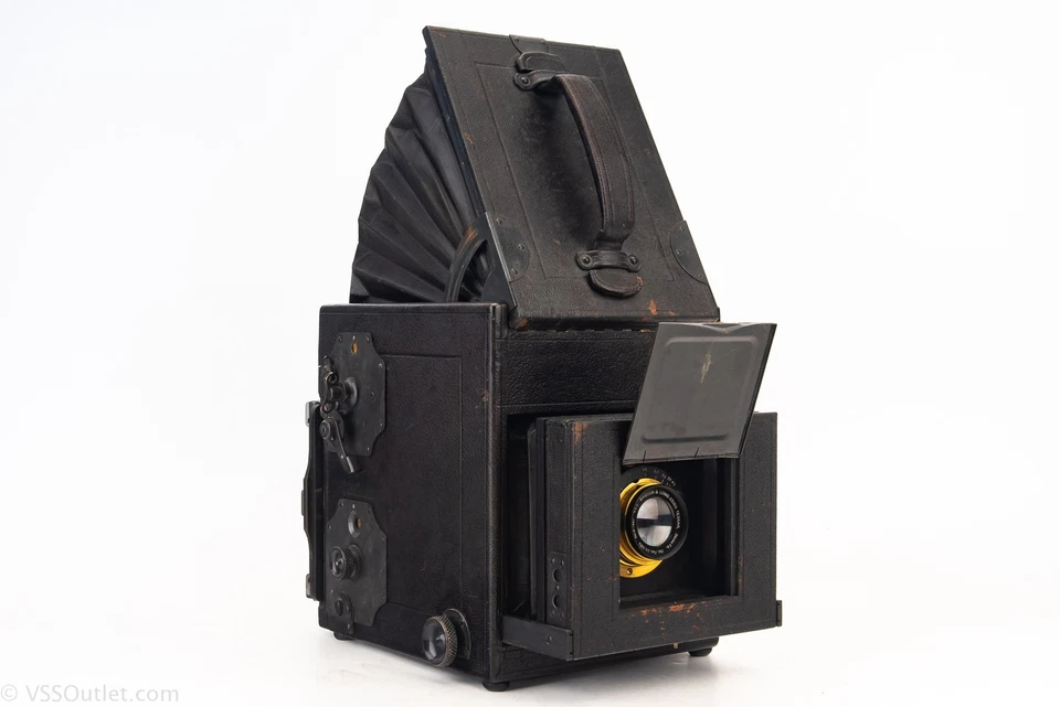 Graflex Auto 4x5 Large Format Camera Accordion Hood 1st Version w Lens V27 - Image 1 of 4