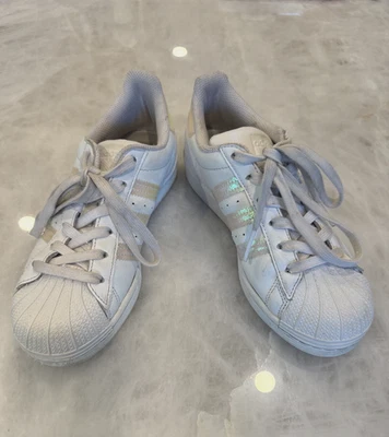 Adidas SUPERSTAR Iridescent & White Sneakers US Size 4/UK Size 3.5 EUC - Image 1 of 4