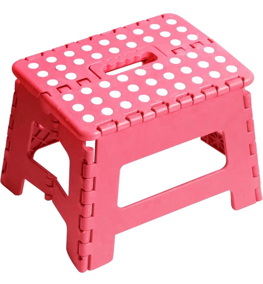 Home Folding Step Stool Lightweight Step Stool with 9 Inch Height for Kids Pink - Image 1 of 4