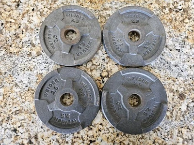 4 Weider 2.5 lb Easy Grip Weight Plate Set Standard Hole 1" Vintage  - Image 1 of 2