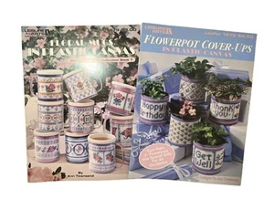 2 folletos de plástico con patrón de lona tazas florales, cubre macetas artes de ocio - Imagen 1 de 11