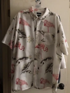 Men's Croft&Barrow Flamingo Floral Print Button Up Collar Hawaiian Shirt SizeXXL - Picture 1 of 9