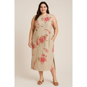 Casual Corner Annex Linen Rayon Floral Shift Dress Sleeveless Size 18W Pockets - Picture 1 of 8