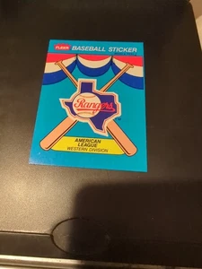 1989 FLEER TEXAS RANGERS LOGO STICKER AND BRIEF TEAM HISTORY - Picture 1 of 2
