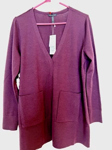 Eileen Fisher V-Neck Snap Front Wool Cardigan- New w/tag - Picture 1 of 4