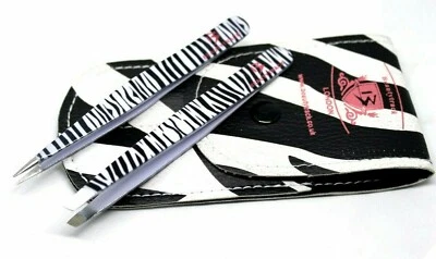 BEAUTYTRACK Professional Eyebrow Tweezers, Hair Tweezerette, Plucker, Eyebrows,Slanted Zebra