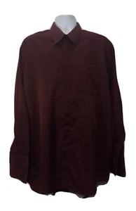 Vtg Lucasini Men's 18 (34-35) Hidden Button Up Shirt, French Cuffs, Brown. J-1 - Picture 1 of 9