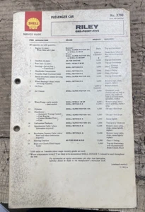 Genuine Riley One Point Five, Lubrication Chart,SHELL,Waxed Card,See pics - Picture 1 of 2