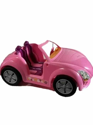 Barbie Coche Rosa Convertible 2007 Mattel Playa Jeep Buggy Flores Ruedas Cinturón de Seguridad Foto 1 de 4