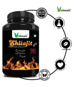 Vubasil Shilajit Pro Safed Musli & Ashwagandha High Strength - 90 Caps - Picture 1 of 6