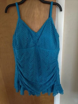 Apt 9 One Piece Swuimsuit Overlay Dress Size 2X Lagoon Blue NWT Ruffle  - Image 1 of 4