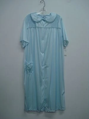 USA Made Nancy King Lingerie Soft Luster Nylon Waltz Gown Size 1X Blue #656N - Image 1 of 2