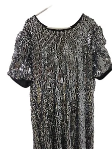 Nuevo Mini Vestido de Fiesta Colección Ny Lentejuelas Cambio Manga Corta Forrado Plateado 3x  - Imagen 1 de 7