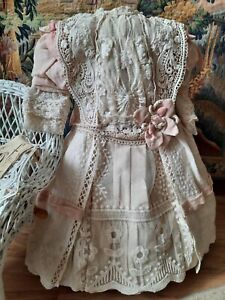French victorian dress 18.5" for antique/ vintage bisque German doll 28-32"