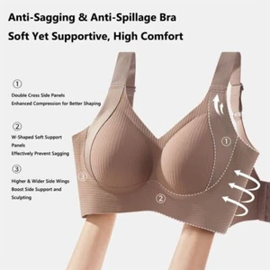 Anti-Sagging Women's Adjustable Bra No Wire Large Cup Support Bra for Women - Picture 1 of 14