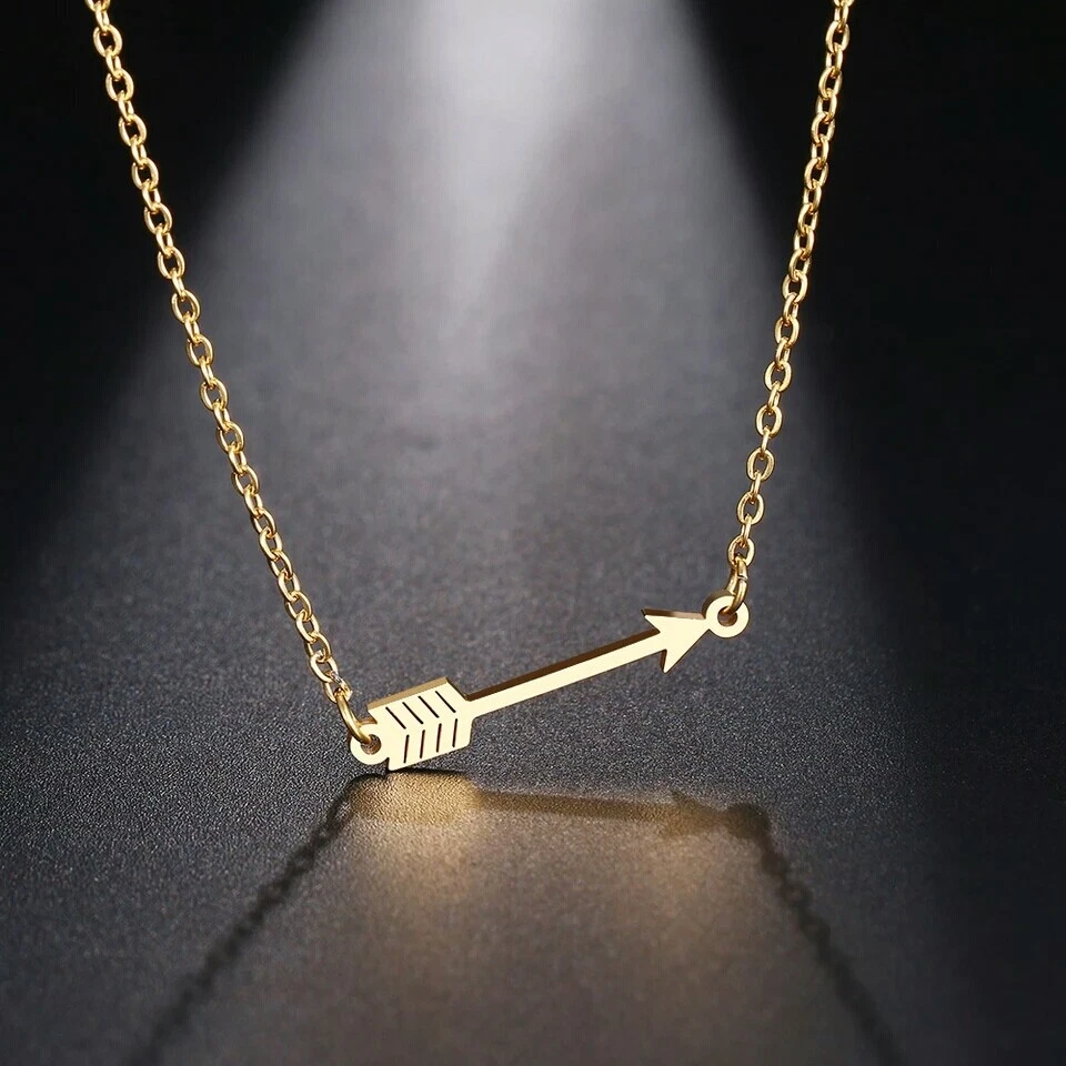 925 Sterling Silver Necklace For Women Lucky Love Arrow Pendant Choker Necklace - Image 1 of 4