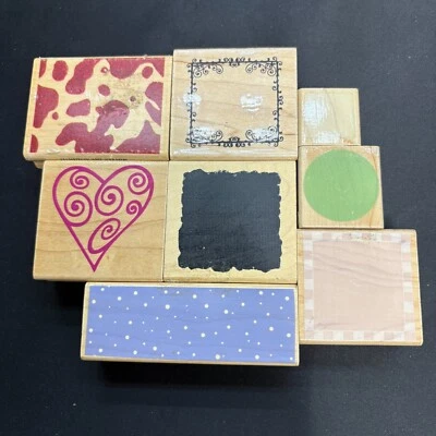 8 Vintage Rubber Stamp Lot Abstract Patterns Unused Mounted - Image 1 of 4