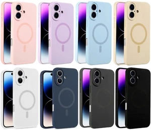 Custodia cover per iPhone 16 15 14/Plus Pro in silicone liquido morbido MagSafe - Foto 1 di 39