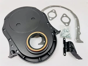 Cubierta de cadena de distribución de aluminio negro Big Block Chevy 396 427 454 Hot Street Rod BBC - Imagen 1 de 4