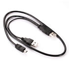 Dua A Male to Mini 5pin B Male Data Cable USB2.0 Y Splitter for HDD Camera PC