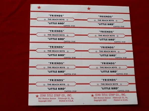 BEACH BOYS~ FRIENDS~ LITTLE BIRD~ MEGA RARO~ ~ TIRAS DE TÍTULO JUKEBOX - Imagen 1 de 1