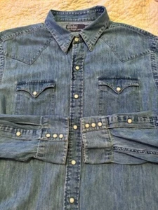 Ralph Lauren Polo Denim Vaquero del Suroeste Western Azteca Patchwork Camisa a Presión XL - Imagen 1 de 10
