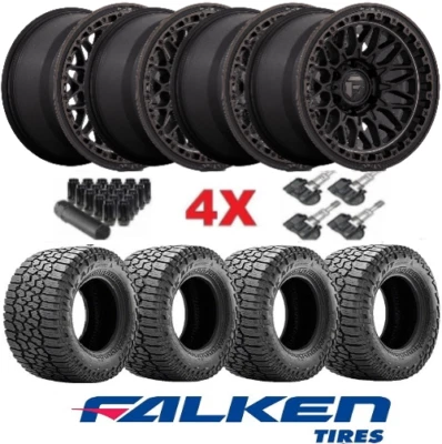 MATTE BLACK WHEELS RIMS BLACK RHINO GLAMIS FALKEN WILDPEAK A/T4W TIRES 2857018 Foto 1 de 4