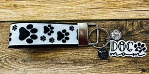 Key Fob Chain Holder Strap Mini Charm DOG MOM Glitter Pet RTS 3" - Picture 1 of 1