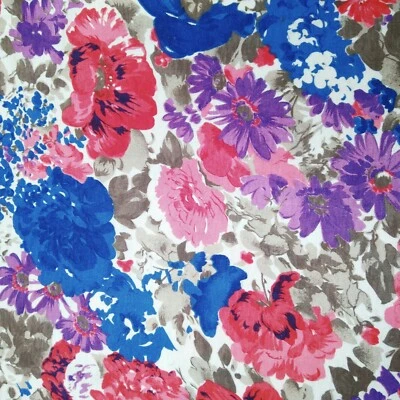 Fabric Piece Double Knit Flower Floral Large 60 in x 50 in Bright Over 1 yd Warm - Image 1 of 4